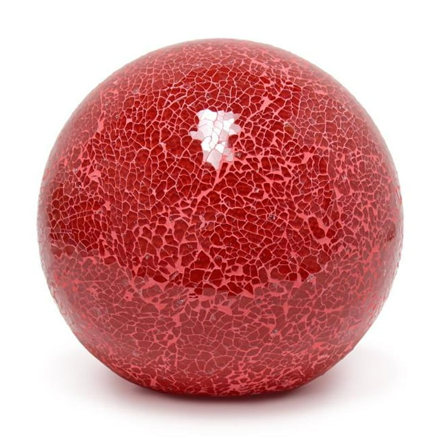 Simple Designs LT3302-RED 1 Light Mosaic Stone Ball Table Lamp, Red