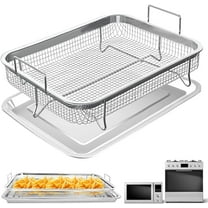 Air Fryer Basket for Oven, 2 Pieces 11.8*8.8'' Non-stick Stainless Steel Mesh Grill Basket Air Fryer Baking Tray Accessories Rack Roasting Basket for Convection Oven with Air Fryer, Dishwasher Safe