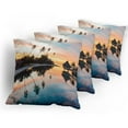 thumbnail image 5 of Ambesonne Landscape Throw Pillow Cover 4 Pack, Sunset Moorea Island, 24", Yellow Coral Blue, 5 of 7