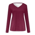 thumbnail image 5 of Timegard Tops for Women V Neck Comfy Long Sleeve Tops Basic Tee Casual Solid Color Mid Long Blouse, 5 of 5