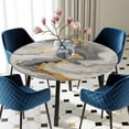 thumbnail image 3 of Grey Ombre Marble Round Fitted Tablecloth with Elastic Edge, Waterproof Table Cloth Table Cover for 45"-54" Tables, Golden Gray Marble Crack Abstract Art Tablecloths for Dining Picnic Indoor Outdoor, 3 of 9