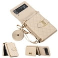 thumbnail image 1 of ELEHOLD Wallet Crossbody for Samsung Galaxy Z Flip 3 Case with Lanyard Wrist Strap Credit Card Holder, PU Leather Protective Phone Case with Ring Holder,Beige, 1 of 8