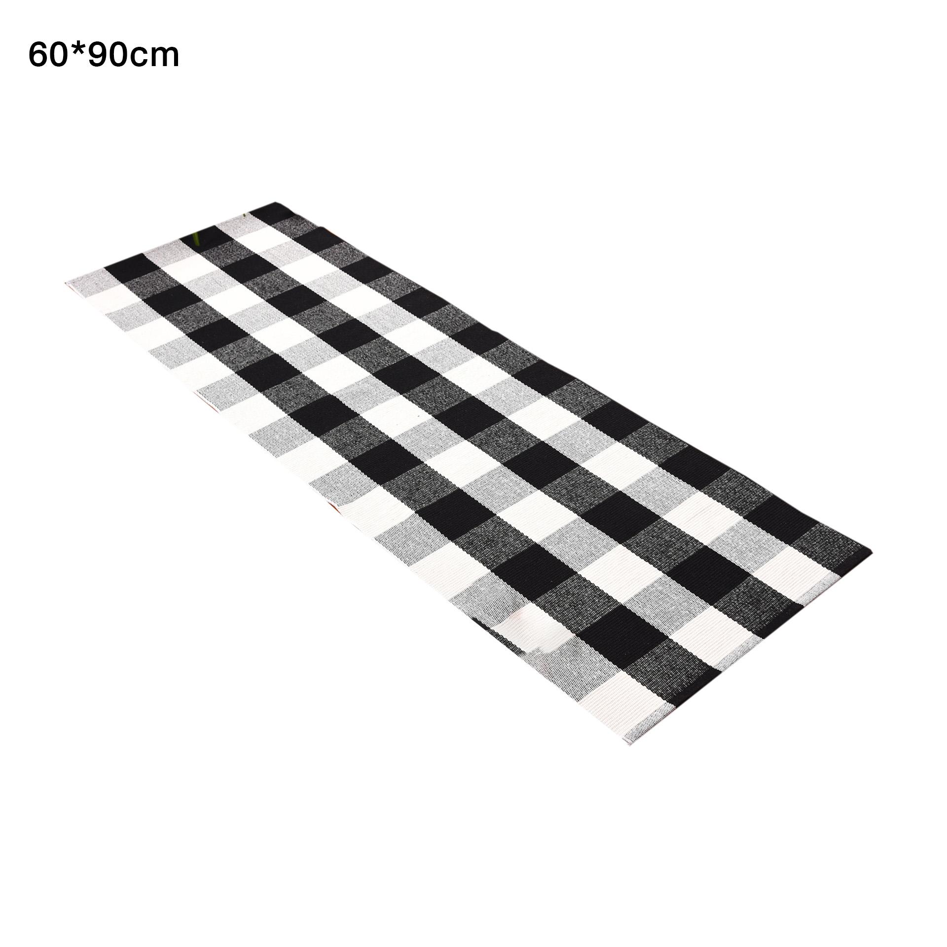 Horypt Cotton Buffalo Plaid Rugs Black and White Checkered Rug