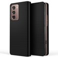 thumbnail image 1 of Compatible Samsung Galaxy Z Fold 2 5G 2020 Leather Case with Wallet Card Function, Anti Scratch Shockproof Bumper Case for Samsung Galaxy Z Fold 2 5G Fiber Black, 1 of 7