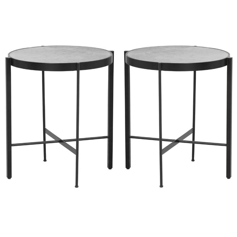 Home Square Willem 20" Round Modern Metal End Table in White/Black