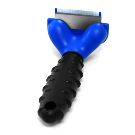 - Cat Dog Deshedding Cleaning Tool Rake Comb Hair Fur Coat Grooming Blue Portable