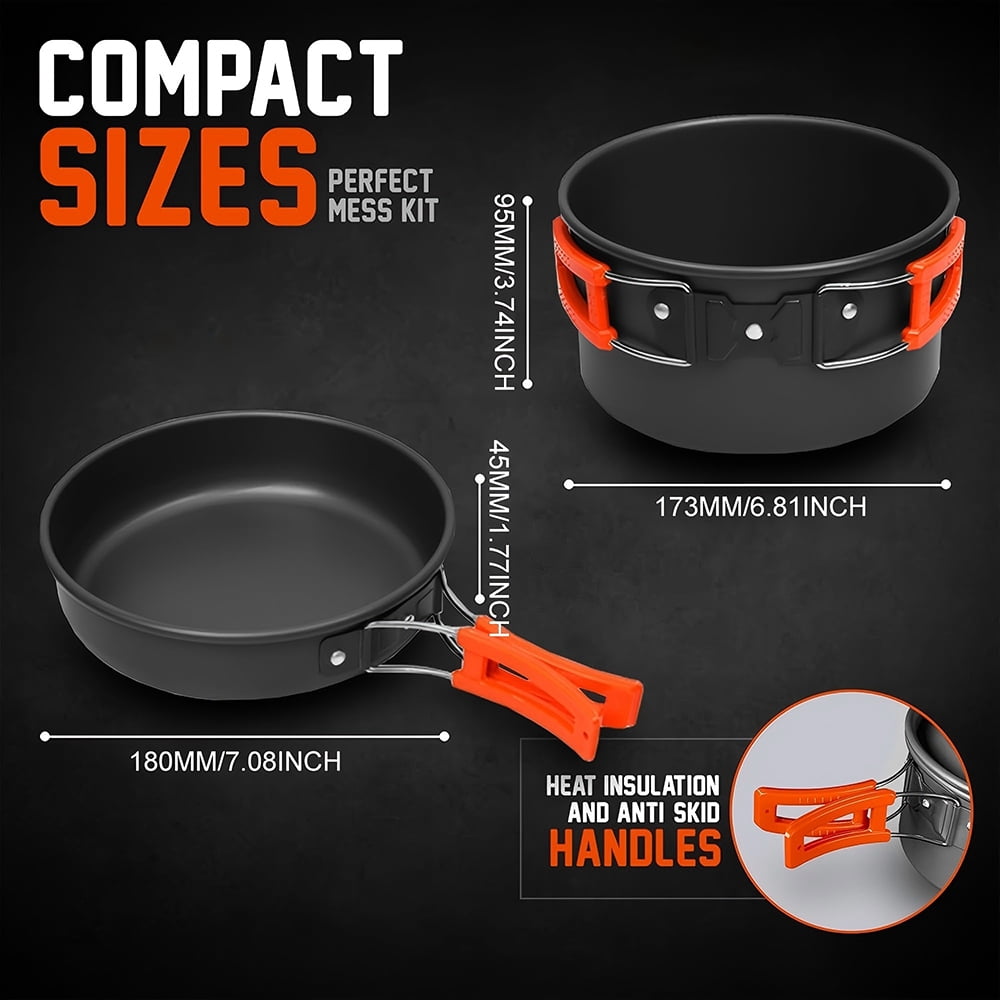 XMZHOU Camping Cookware Set Camping Gear Non-Stick Cooking Equipment Lightweight Stackable Pot Pan Bowls for Outdoor Activities