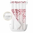 thumbnail image 2 of Pink Ombre Botanical No Hook Shower Curtain Waterproof,Bathroom Curtains with Snap in Liners and See Through Top Window,Watercolor Pastoral Leaf Farmhouse Hotel Bathtub Curtains Shower 54"Wx78"L, 2 of 8