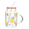 thumbnail image 1 of 1 Set Glass Water Cup Portable Straw Cup Large Capacity Juice Mug Beverage Cup, 1 of 8