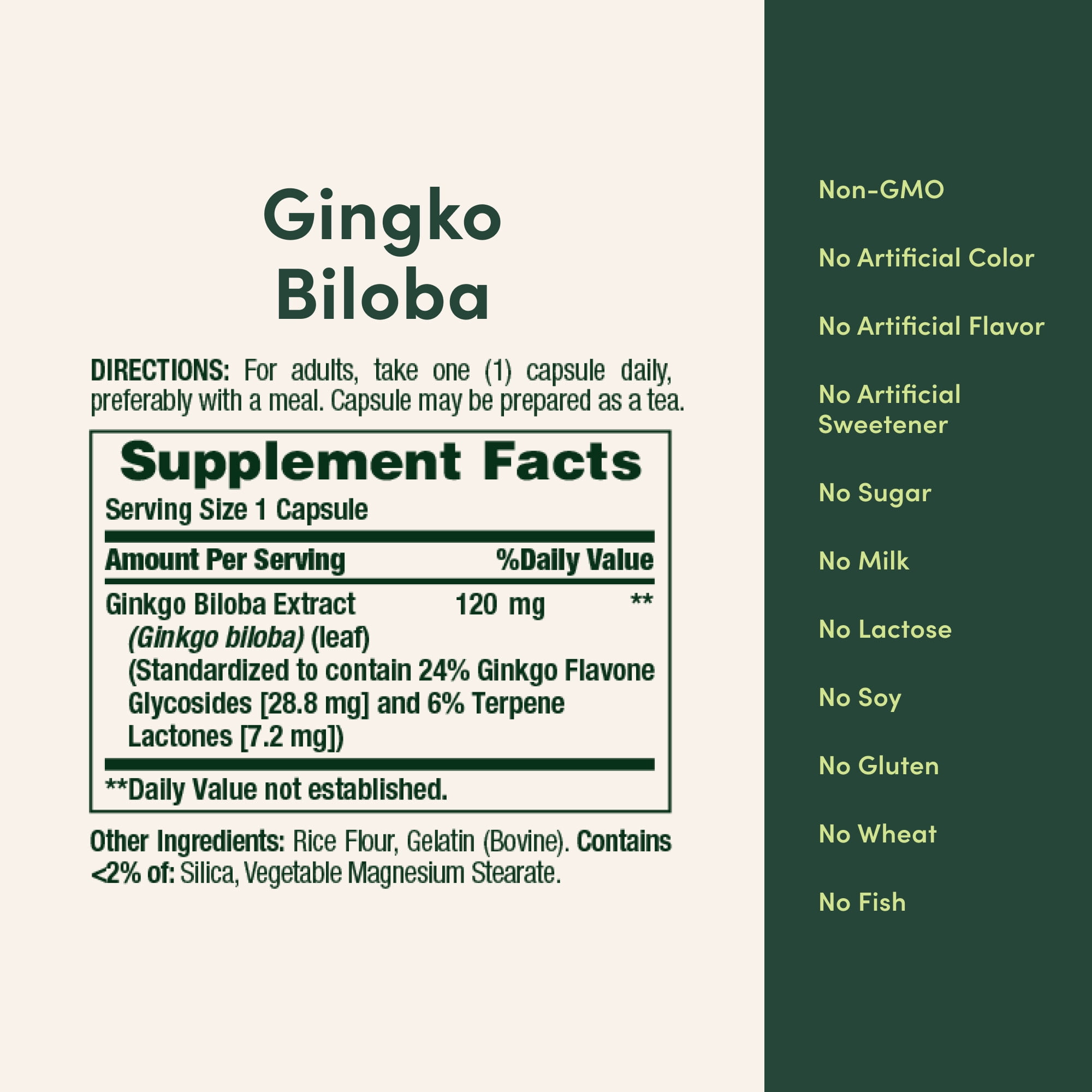 Natures Bounty Ginkgo Biloba, Mental Alertness Brain Health