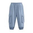 thumbnail image 7 of Stamzod Cropped Pants for Women Casual Knee Length Cargo Capri Pants Straight Leg Summer Capris with Pocket Light Blue L, 7 of 7