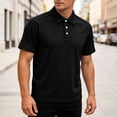 thumbnail image 2 of Uwinwear Men's Polo Shirts Solid color Button-Down Short Sleeve Quick Dry Moisture Wicking Performance Collared Golf Shirt Breathable Casual Wear,Black,S, 2 of 7