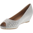 thumbnail image 2 of forever Link Women's Shoes Low Wedge Heel Peep Toe, Medium Silver, 7.5 B(M) US, 2 of 4