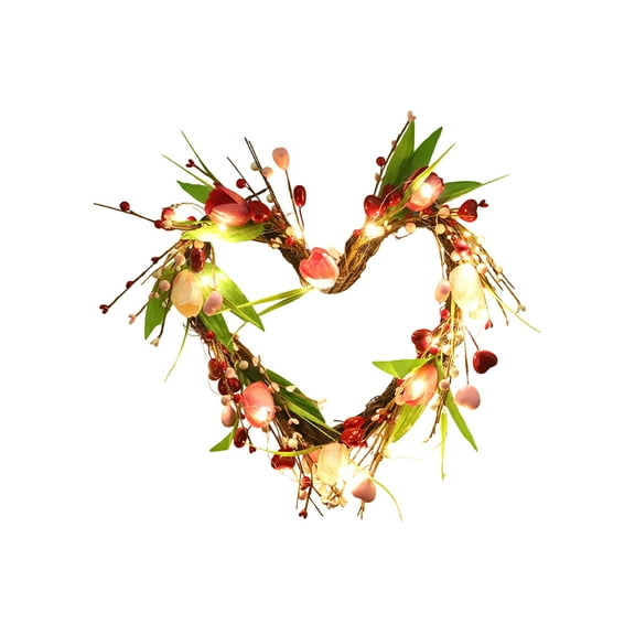 15.75 in Heart Shaped Pink & White Tulip Wreath for Valentine's Day, Wedding & More