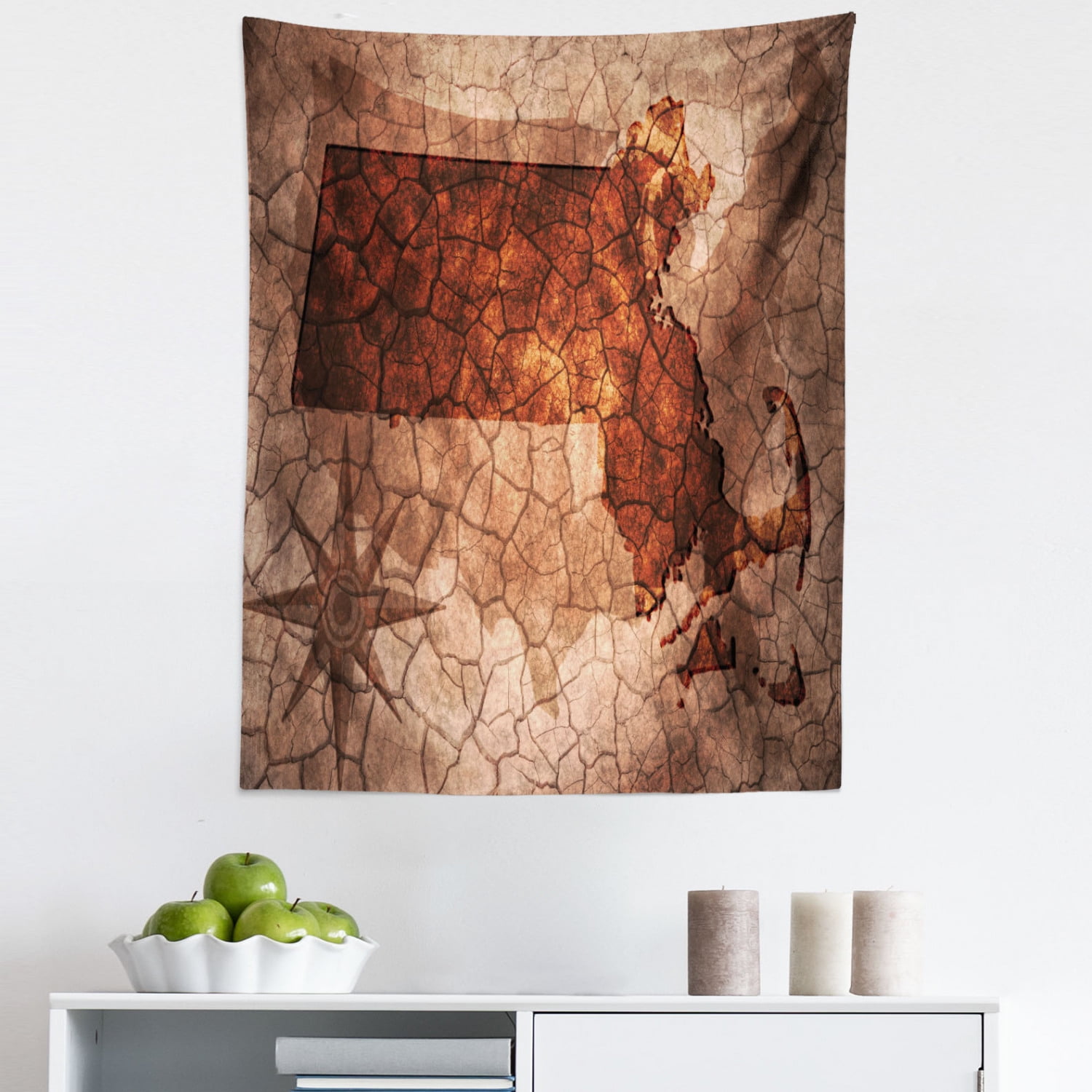 Massachusetts State Map Tapestry - Educational Fabric Wall Hanging Poster With Facts - View #11
