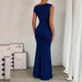 thumbnail image 3 of Women's Off-Shoulder Collar Waist Pleated Sleeveless Sexy Dress, 3 of 5