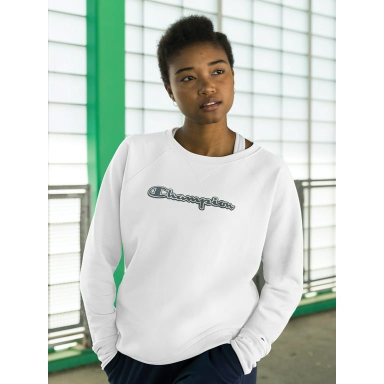 Women's champion applique cheap fleece crewneck sweatshirt