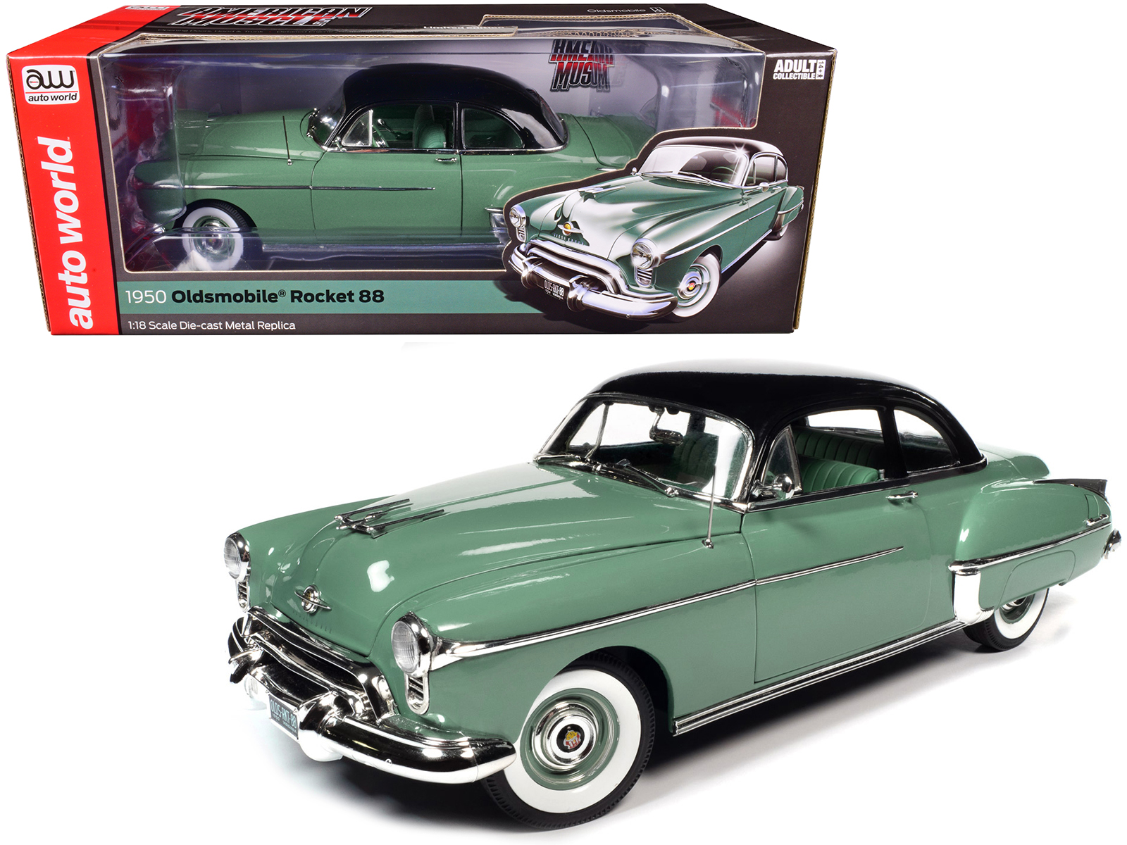 1950 Oldsmobile Rocket 88 Alder Green with Black top and Green and ...