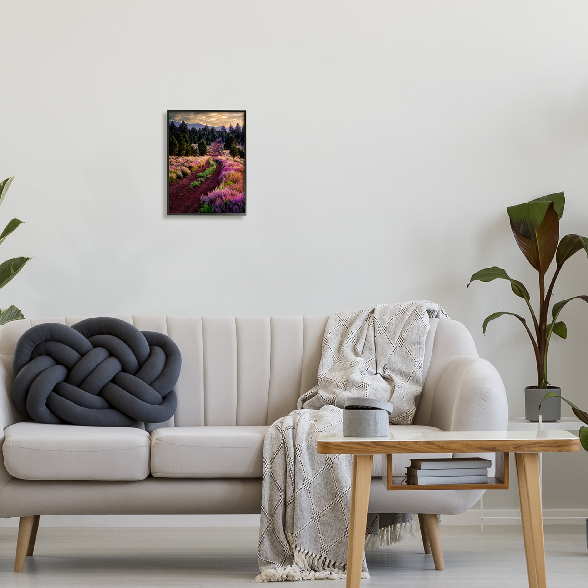 Stupell Industries Pink Blooming Meadow Landscape Landscape Photography White Framed Art Print Wall Art