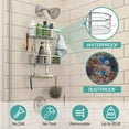 thumbnail image 4 of Over the Door Shower Caddy with Soap Holder and Hooks for Organizing Bathroom Essentials, Silver, 4 of 7