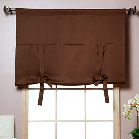 Best Home Fashion Thermal Insulated Blackout Tie-Up Window Shade - Rod Pocket - Chocolate - 42