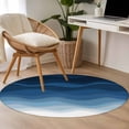 thumbnail image 5 of Abstract Round Living Room Rugs 4 ft, Blue White Beach Gradient Ocean Waves Washable Area Rug with Non-Slip Sturdy Edge Binding Round Carpet for Entryway Kitchen Bedroom Bathroom, 5 of 9