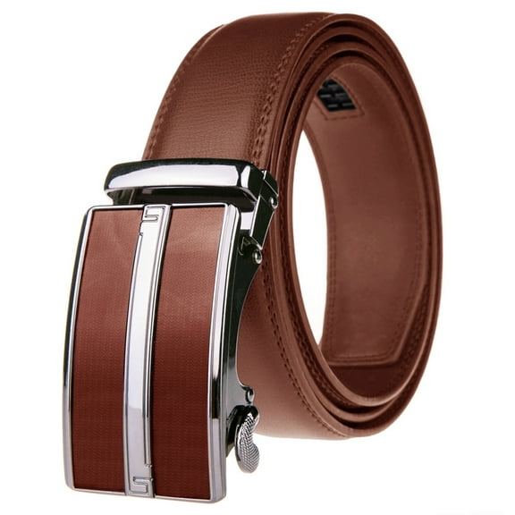 Men's Leather Automatic Buckle Ratchet Dress Belt