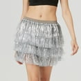 thumbnail image 4 of QSAWXQZ Carnival Tassel Skirt for Women Loose Color Block Sequins Mini Skirt Silver-2 L, 4 of 7