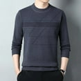 thumbnail image 1 of Autumn Winter New Middle Aged Men's Warm Sweater Han Simple Temperament Solid Jacquard Screw Thread Round Neck Pullover Knit Top, 1 of 5