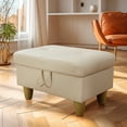 thumbnail image 2 of WRTEYEUI Ottoman Rectangular Storage Ottoman Bench, Faux Leather Footrest, Coffee Table, Stool Footstool with Hinged Lid for Living Room, Bedroom, Entryway, Off-White, 28.5"x19"x17.5", 2 of 8