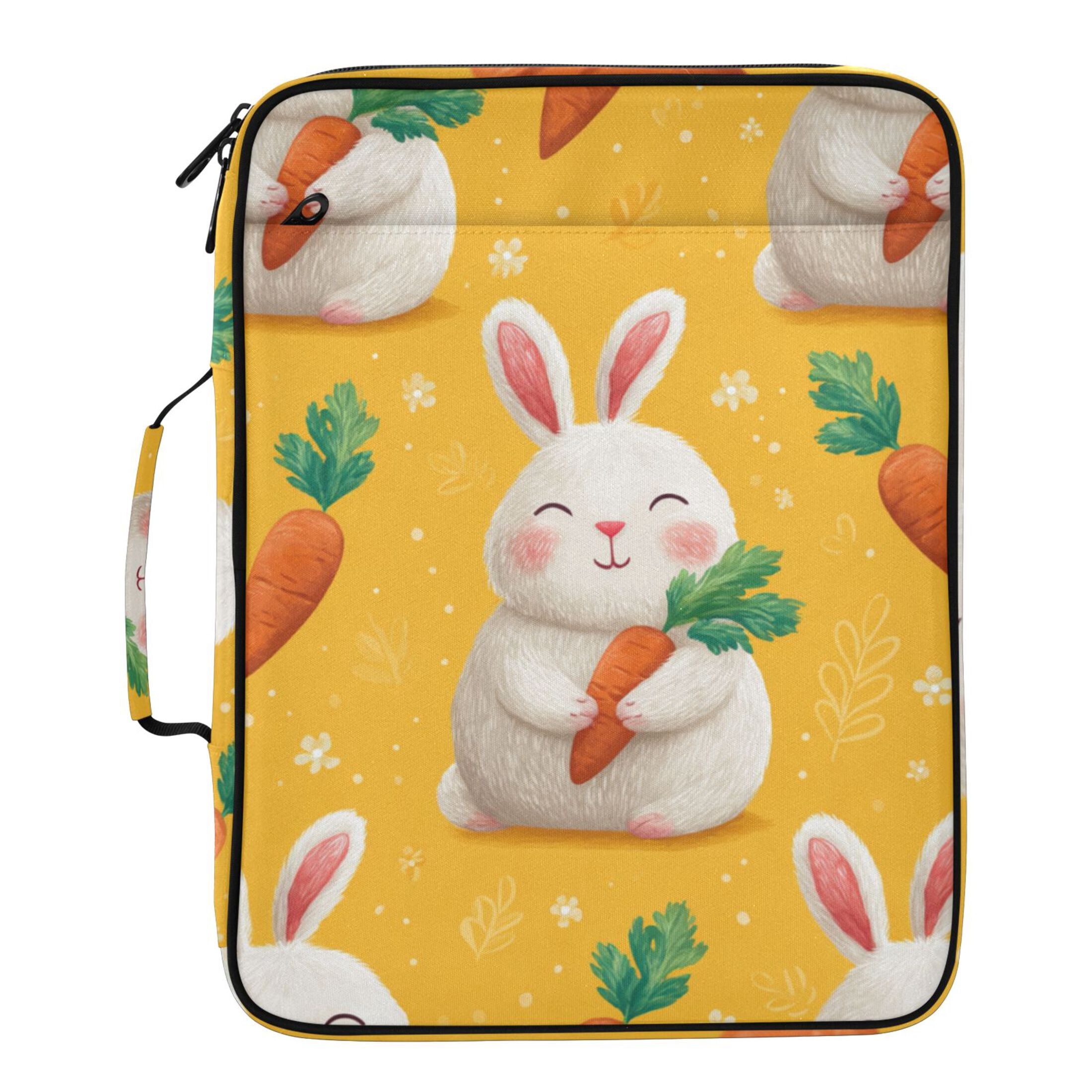 Happy Rabbits Holding Carrots Accordion File Organizer Expanding File Folder 3-Ring Binder Bag 500 Sheets A4 Size