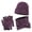 Purple, variant on HNMKIU Women's Autumn Winter Wool Thickened Knitted Scarf Hat Three Piece Set Light Gray - One Size