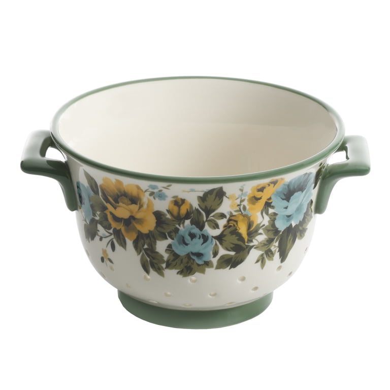 The Pioneer Woman Rose Shadow Ceramic Strainer with Drip Plate