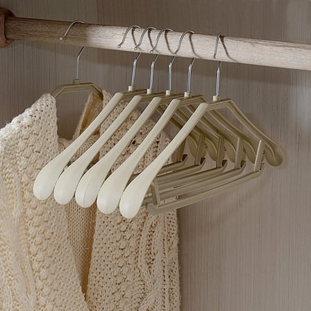 WHAMVOX  5 PCS Traceless Serving Thickened Clothes Rack Khaki Hangers