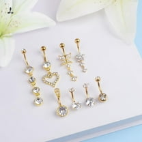 8pcs Gold Belly Button Ring, Stainless Steel Belly Button Rings, Body Piercing Jewelry for Women