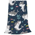 thumbnail image 2 of Fuzoiu Friendly Smiling Sharks Print Ultra-Soft Micro Fleece Blanket,All Seasons Flannel Throw, Lightweight Blanket for Bed, Sofa, Couch, Movie Night, Camping, and Travel-50"x40", 2 of 7