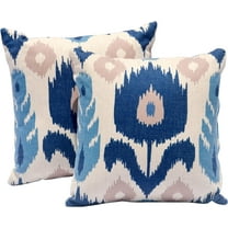 HOOOWOOO Outdoor Patio Throw Pillows Set of 2 with Inserts,Small Firm toss Decorative Pillow Weather Resistant for Indoor Outdoor Chair, Sofa Furniture,17x17,14x14x5,Blue Flower