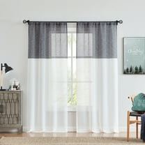 Uptown Home Black White Color Block Linen Window Curtain Panels Provide Privacy for Living Room Farmhouse Window Drapes with Rod Pocket Design, 50"x63"x2