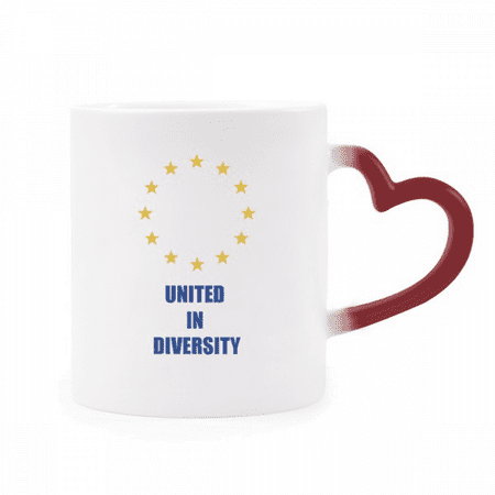 

Diversification Unification Slogan Europe Heat Sensitive Mug Red Color Changing Stoneware Cup