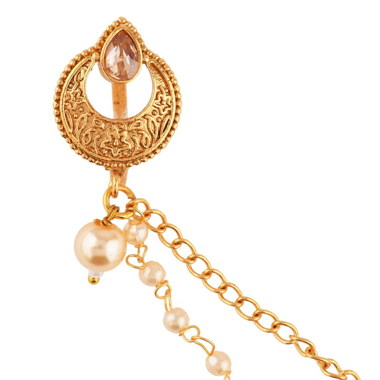 Efulgenz Indian Jewelry Kundan Crystal Nose Ring Hoop Pin Stud