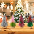 thumbnail image 3 of 4 PCS Mini Christmas Trees, Artificial Christmas Tree Bottle Brush Trees Christmas, Sisal Snow Trees with Wooden Base for Christmas Decor Christmas Party Home Table Craft pink blue, 3 of 9