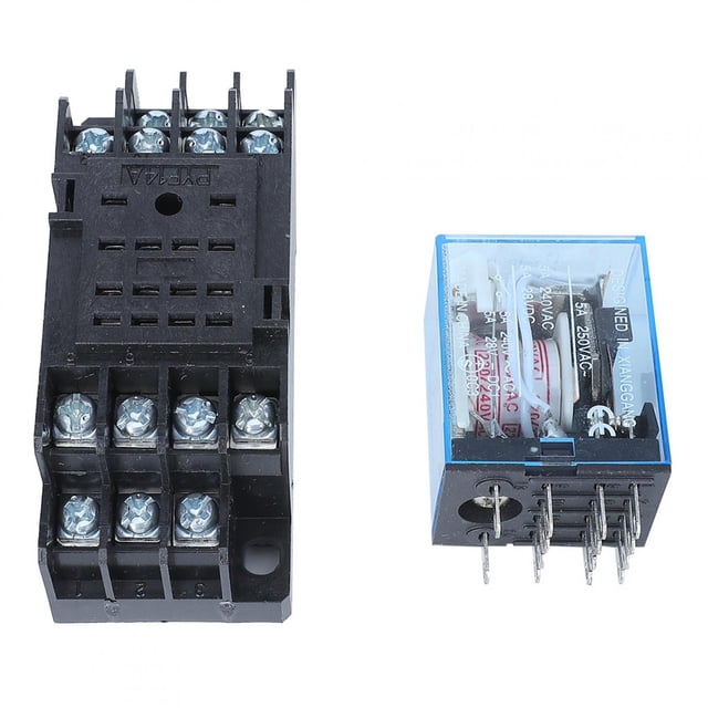 Keyren MY4NJ Relay, 14Pins Four Normally Open Four Normally Close Small Coil Power Relay With Base