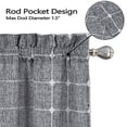 thumbnail image 4 of Farmhouse Curtains for Windows Kitchen Bedroom Boho Gingham Linen Window Curtains (Dark Grey, 26"W x 45"L ), 4 of 7