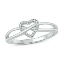Cali Trove, Diamond Infinity with Heart Promise Ring for Women in 925 Sterling Silver, Women's Infinity Heart Promise Ring Accented with White Diamonds in Yellow Gold-Plated and Silver