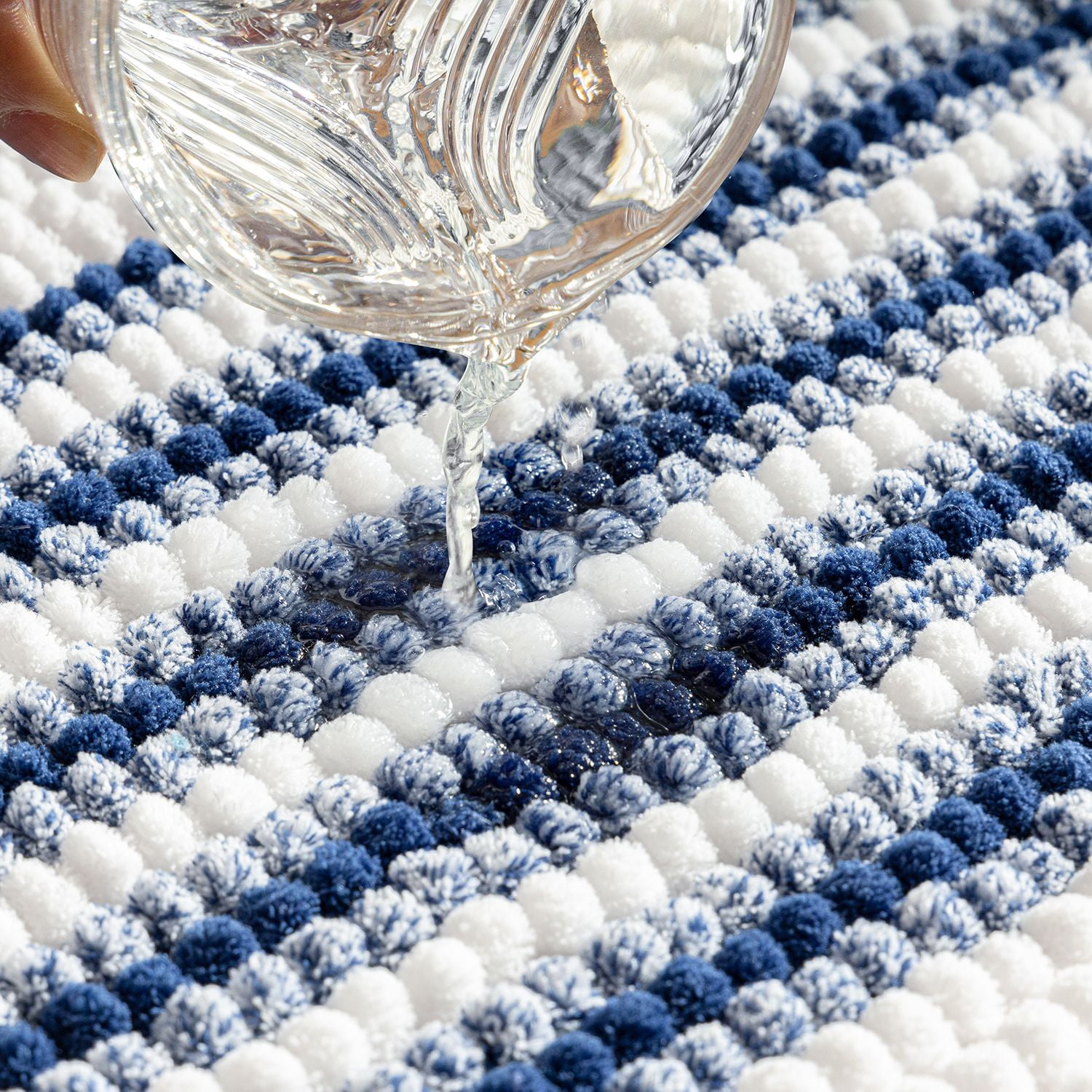 Phantoscope Bathroom Rugs 20 x 30 in, Quick Dry Soft Chenille Bath Mats with Non Slip Backing, Blue