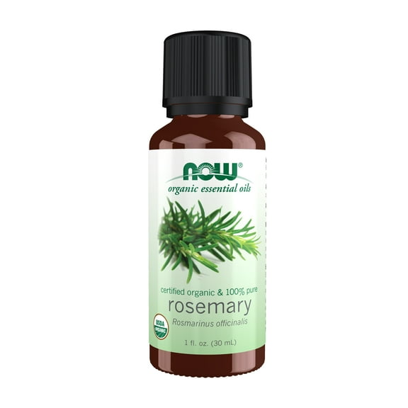 NOW Essential Oils, Organic Rosemary Oil, Purifying Aromatherapy Scent, Steam Distilled, 100% Pure, Vegan, Child Resistant Cap, 1-Ounce
