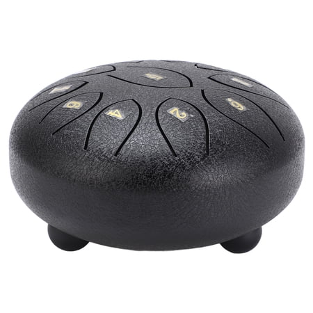 Rupoun 6-inch 11-Note Steel Tongue Drum, Premium Carbon Steel Ethereal Pan Drum for Sound Healing, Meditation, Yoga and Chakra Relaxation, Black (15.24 cm)
