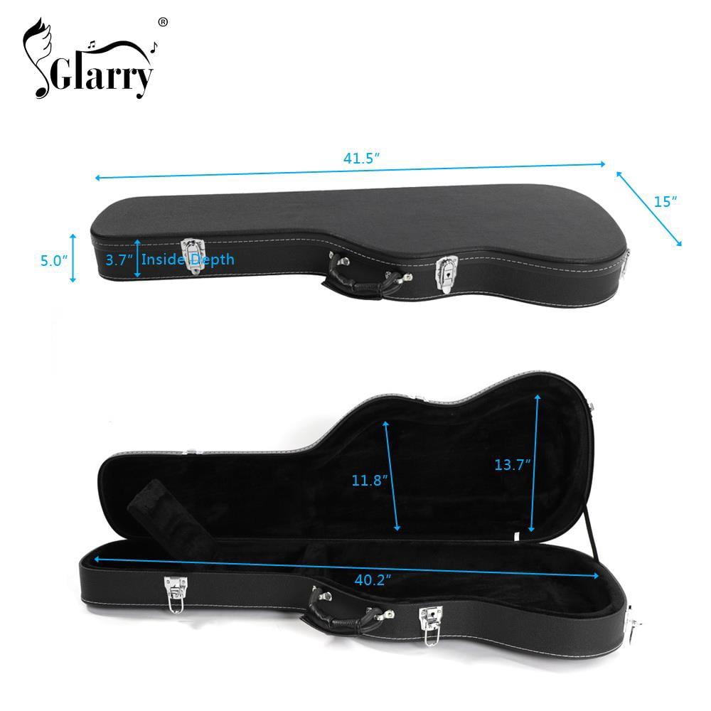 Glarry Straight Flange portable Flat Surface ST Electric Guitar Hard Shell Case Black