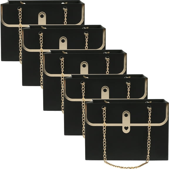 LEORX Small Packing Bags Paper Handheld Bags Black 5Pcs