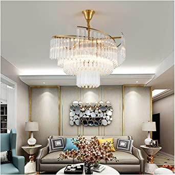 

KPIBEST Light Luxury Round Crystal Chandelier Lighting Fixture Hanging Lights Semi Flush Mount Modern Luxury Pendant Ceiling Lamp with 7 E14 Bases Fix for Living Room Bedroom